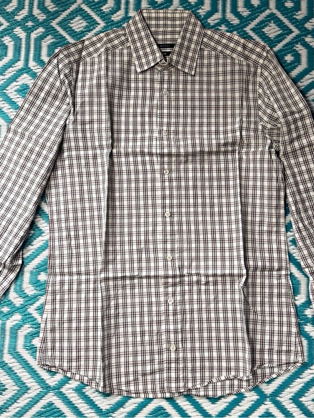 Gucci Men’s Plaid Fitted Button Front Dress Shirt Made in Italy